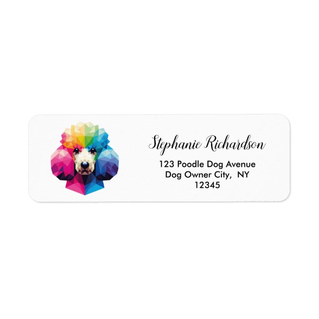 Poodle Dog Colourful Geometric Return Address (Front)