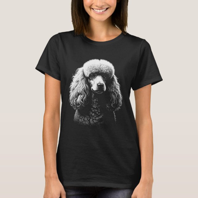 Poodle Dog Dark Art Women’s Black Tee (Front)