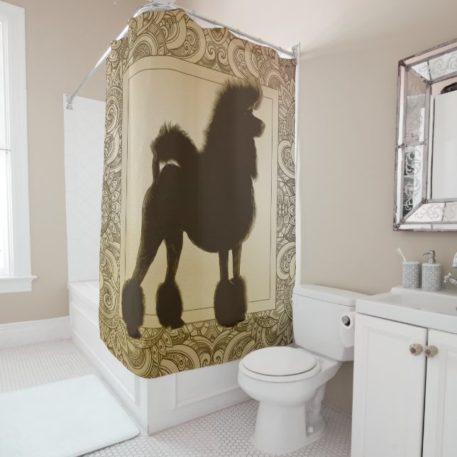 Poodle Dog Digital Art Shower Curtain (In Situ)