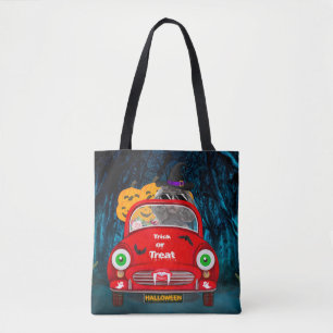 Poodle Dog Driving Car Scary Halloween Tote Bag