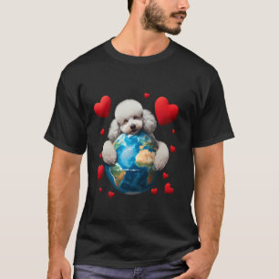 Poodle Dog Earth Day Hug Love Owner Hugging Planet T-Shirt