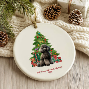 Poodle Dog Family Christmas Ceramic Tree Decoration