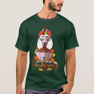 Poodle Dog Greets Happy Thanksgiving Turkey Party T-Shirt