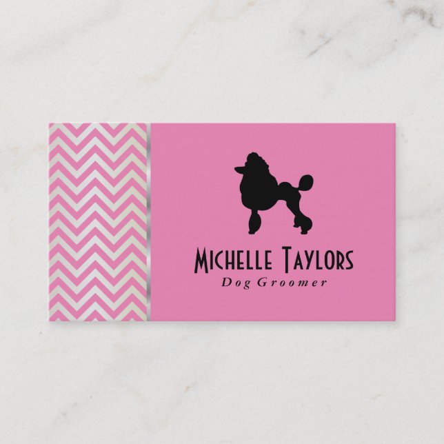 Poodle | Dog Groomer (offset) Business Card (Front)