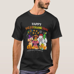 Poodle Dog Halloween Merry Christmas happy Halloth T-Shirt