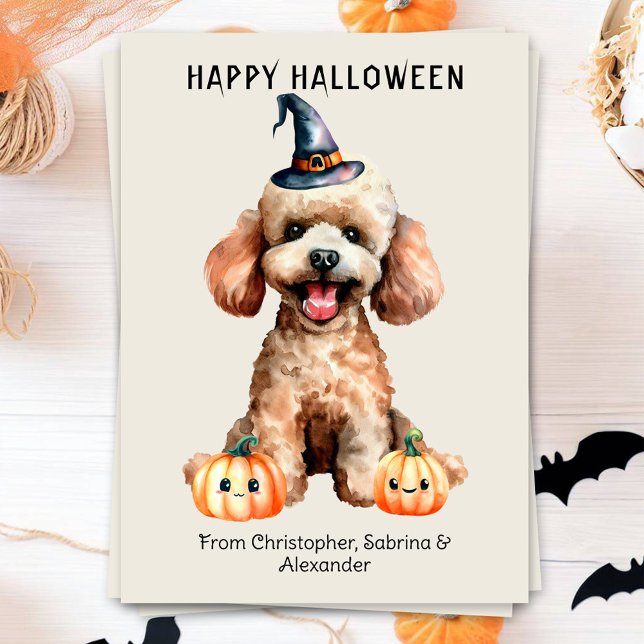 Poodle Dog Happy Halloween Holiday Card (Creator Uploaded)
