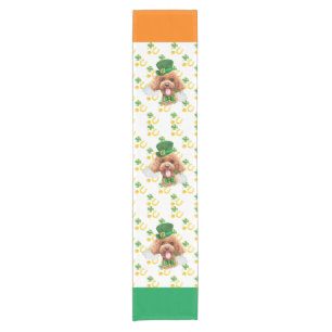 Poodle Dog Holiday Home Decor St Patricks Day Short Table Runner