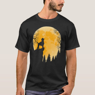 Poodle Dog Howls In Forest Halloween Moon Dog Owne T-Shirt