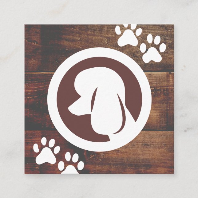 Poodle Dog Icon | Paws | Wood Boards Square Business Card (Front)