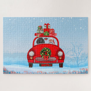 Poodle Dog In Car With Santa Claus  Jigsaw Puzzle