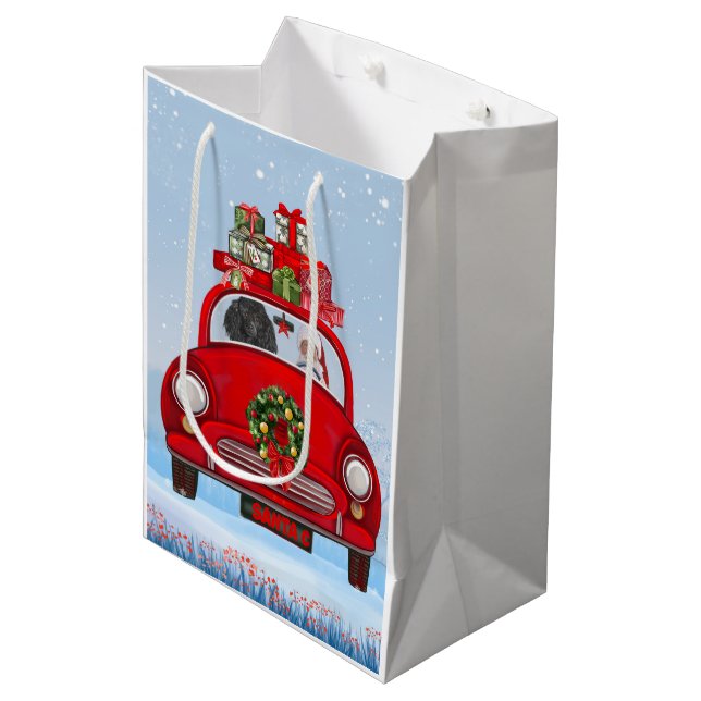 Poodle Dog In Car With Santa Claus  Medium Gift Bag (Front Angled)