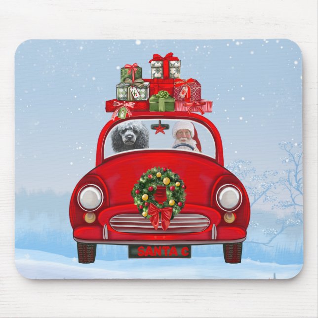 Poodle Dog In Car With Santa Claus  Mouse Mat (Front)