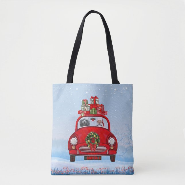 Poodle Dog In Car With Santa Claus Tote Bag (Front)