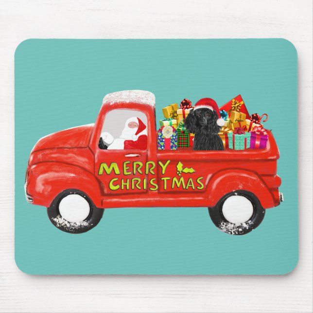 Poodle Dog in Christmas Delivery Truck Mouse Mat (Front)