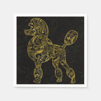Poodle Dog in Gold Paisley pattern Napkin
