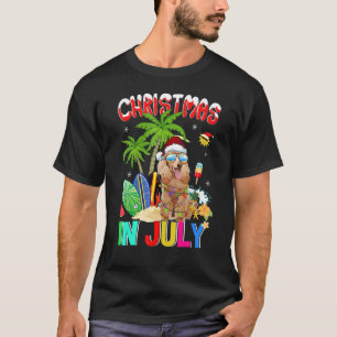 Poodle Dog In Santa Hat Sunglasses Christmas In T-Shirt