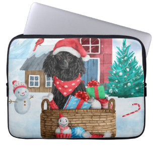 Poodle Dog In snow Christmas Dog House Laptop Sleeve