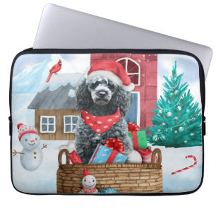 Poodle Dog In snow Christmas Dog House Laptop Sleeve