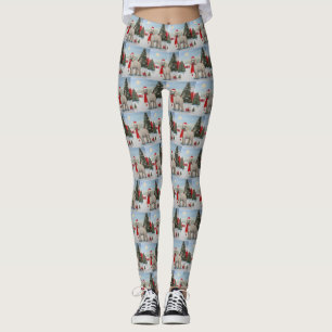 Poodle Dog in Snow Christmas Leggings