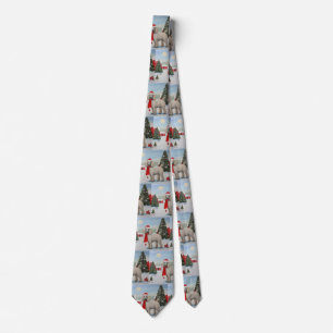 Poodle Dog in Snow Christmas Tie