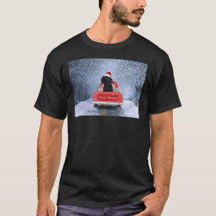 Poodle Dog In Snow Sitting In Christmas Truck Long T-Shirt