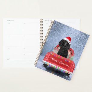 Poodle Dog in Snow sitting in Christmas Truck  Planner
