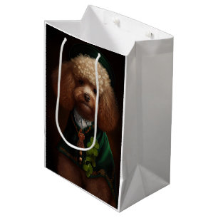 Poodle Dog in St. Patrick's Day Dress Medium Gift Bag