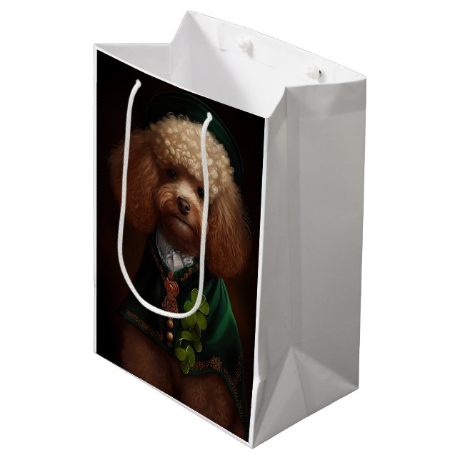 Poodle Dog in St. Patrick's Day Dress Medium Gift Bag (Front Angled)