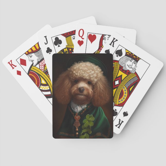 Poodle Dog in St. Patrick's Day Dress Playing Cards (Back)