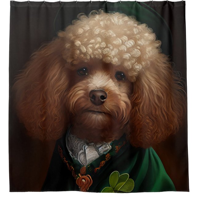Poodle Dog in St. Patrick's Day Dress Shower Curtain (Front)