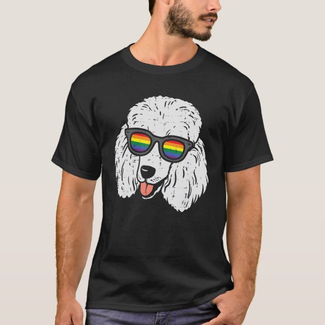 Poodle Dog LGBTQ Rainbow Flag Gay Pride Ally Dog L T-Shirt (Front)