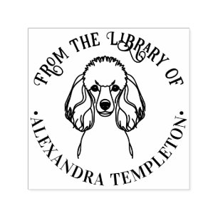 Poodle Dog Line Art Library Book Name Embosser Self-inking Stamp