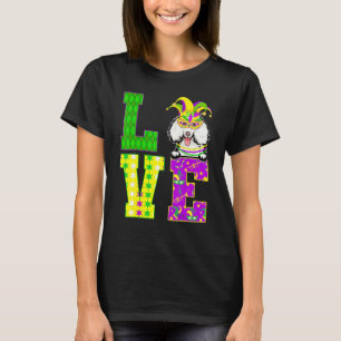 Poodle Dog Lover I Love Mardi Gras Costume Mask T-Shirt