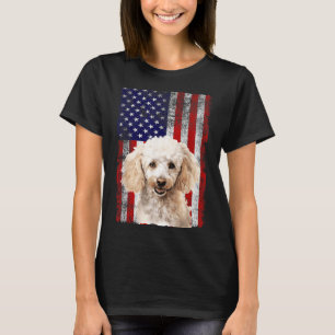 Poodle Dog Lover US Flag 4th of July Patriotic T-Shirt