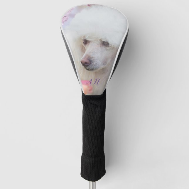 Poodle dog monogrammed golf head cover (Front)