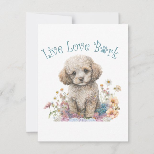 Poodle Dog Mum Floral Card (Front)