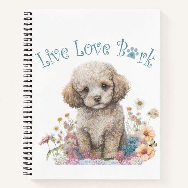 Poodle Dog Mum Floral Notebook (Front)