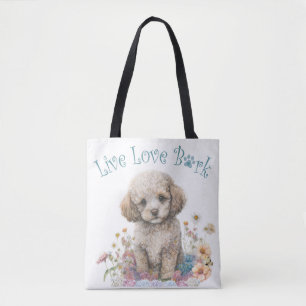 Poodle Dog Mum Floral Tote Bag