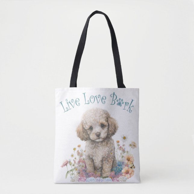 Poodle Dog Mum Floral Tote Bag (Front)