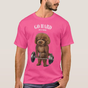 Poodle Dog Muscle Training With Barbell Shrug Bar T-Shirt