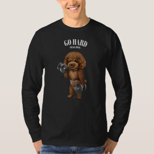 Poodle Dog Muscle Training With Dumbbell In Fitnes T-Shirt