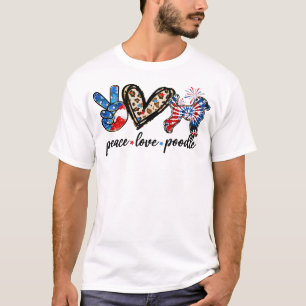 Poodle Dog Peace Love Poodle Dog Tie Dye Leopard F T-Shirt
