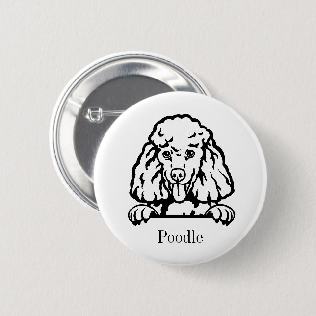 poodle dog personalised   6 cm round badge (Front & Back)