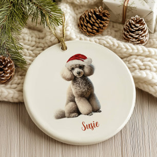 Poodle Dog Personalised Christmas Ceramic Tree Decoration