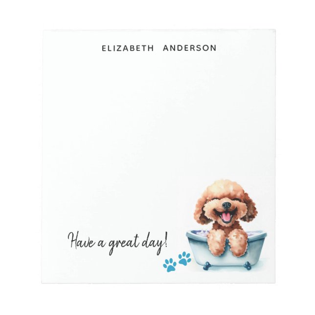 Poodle Dog Personalised Notepad (Front)