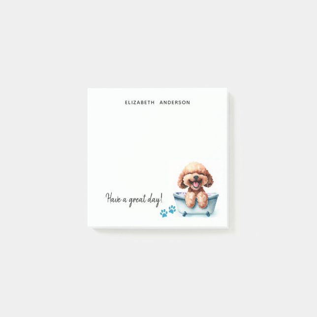 Poodle Dog Personalised Post-it Notes (Front)