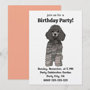 Poodle Dog Pet Birthday Party Invitation