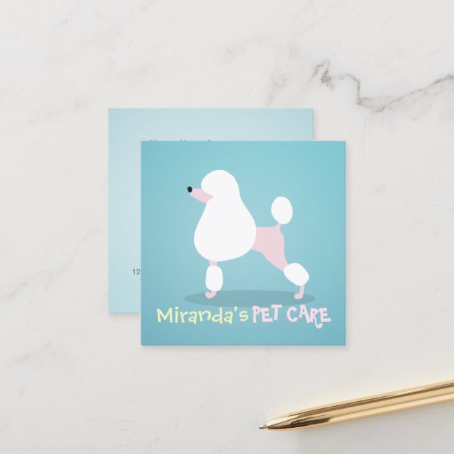 Poodle Dog Pet Care Sitting Bathing Grooming Salon Appointment Card (Front/Back In Situ)