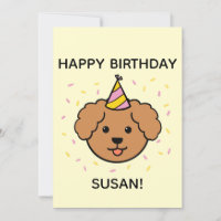 Poodle Dog | Pink & Yellow Birthday Flat