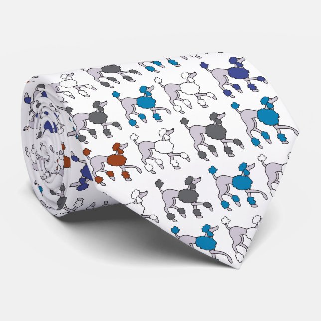 POODLE Dog Puppy Dad Breed Multicolored Tie (Rolled)